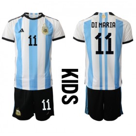 Baby Fußballbekleidung Argentinien Angel Di Maria #11 Heimtrikot WM 2022 Kurzarm (+ kurze hosen)